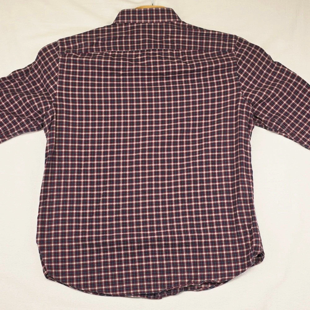 UNTUCKit Button‎ Down Shirt Men's Large Red Navy Plaid Slim Fit Cotton Flannel